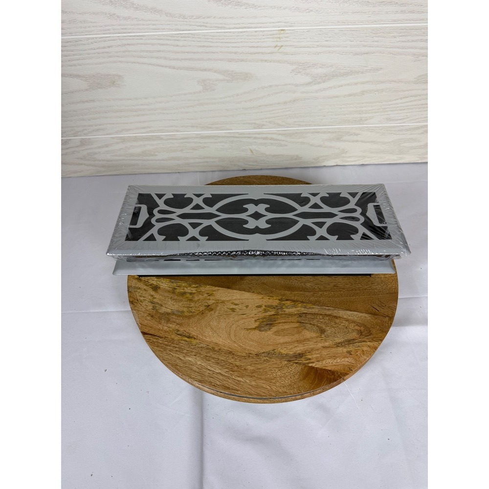 Set of 2 Silver Scroll Decorative Floor Registers 4x16 (14in hole 16 in total) - Picture 4 of 5